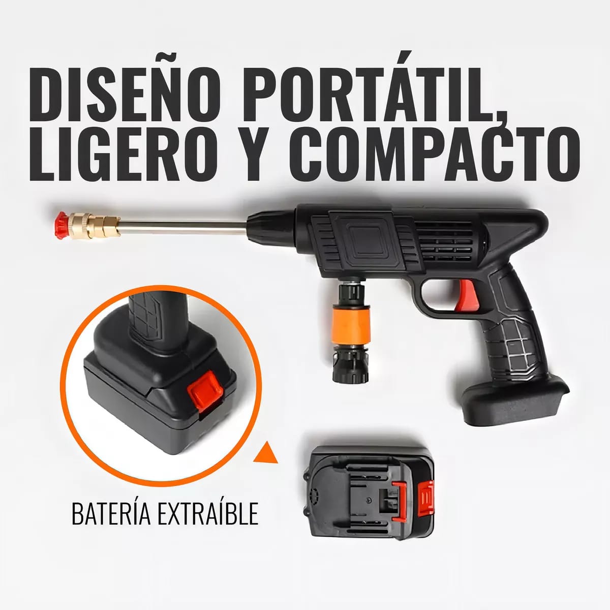 Hidrolavadora Inalámbrica Portátil 48V con 2 Baterías
